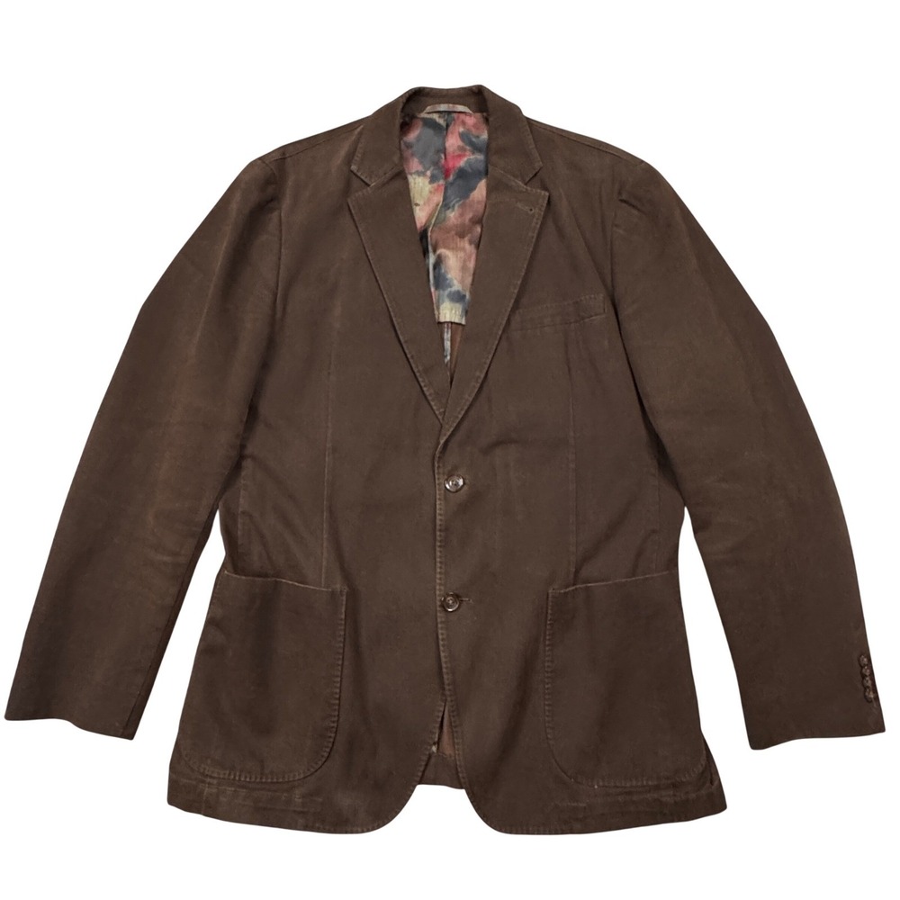 Kroon Mens Brown Cotton Blend Blazer Jacket Size 42 L Vintage Look